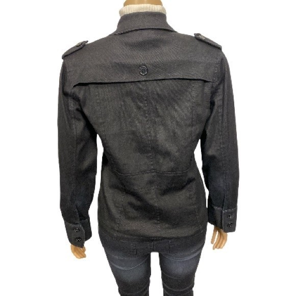 Vintage 90s Outer Edge Utility Jacket Black Twill 4 pocket button closure size L - Picture 7 of 16